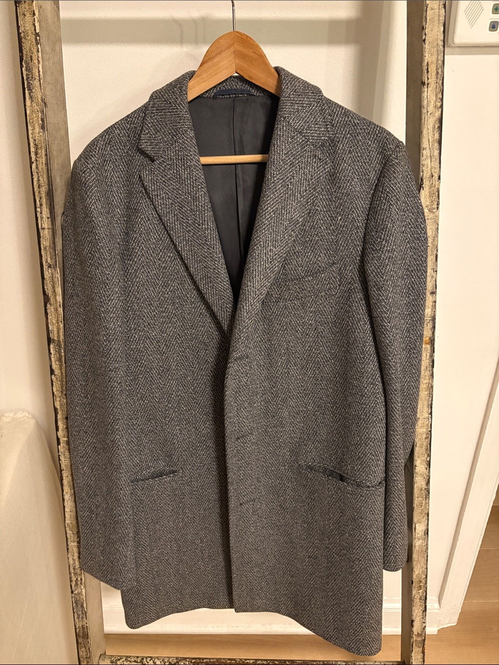 Rodd and Gunn - Men's Grey Herringbone Wool Coat.